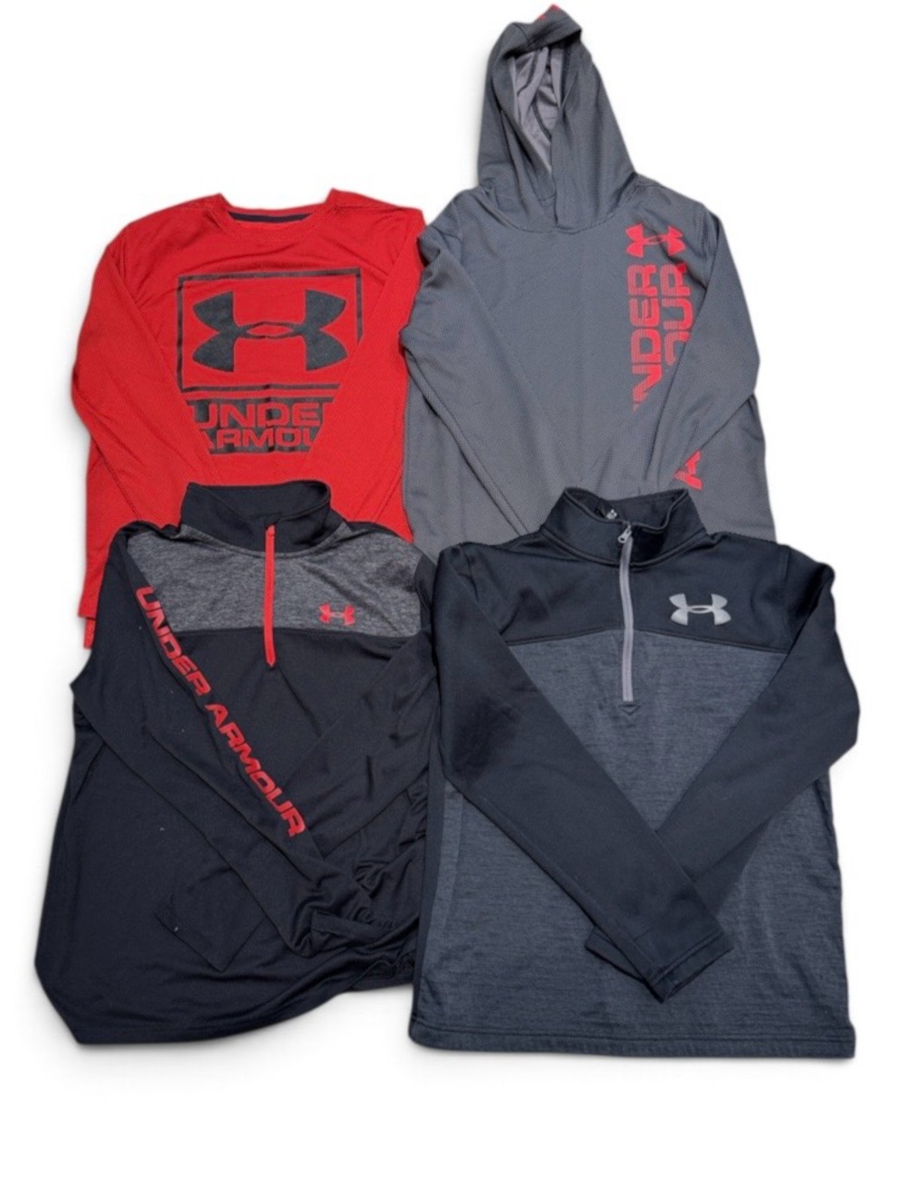 Under Armour Kids' Active Sweatshirt Bundle - Red & Gray & Black size large